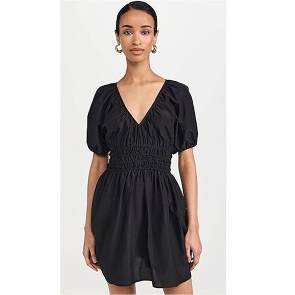 Old Navy Waist Defined Mini Dress XS Puff Sleeve Black Classic Cottagecore‎ NWT - Picture 1 of 9